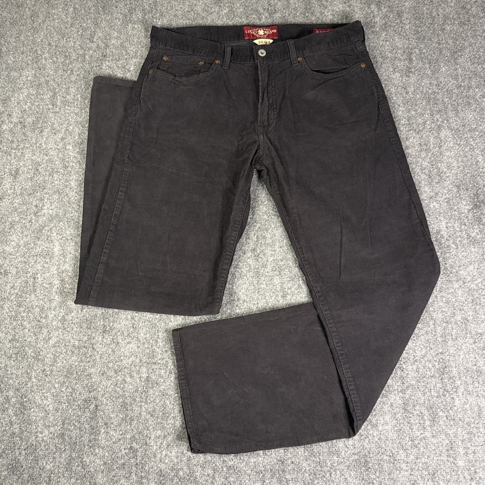Lucky Brand 361 Vintage Straight Corduroy Pants Mens 34x32 Charcoal Gray Cotton